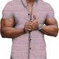 Rhombus Printed Short-sleeved Gentleman Shirt