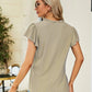 Jacquard V-neck Pile Sleeve Short Sleeve