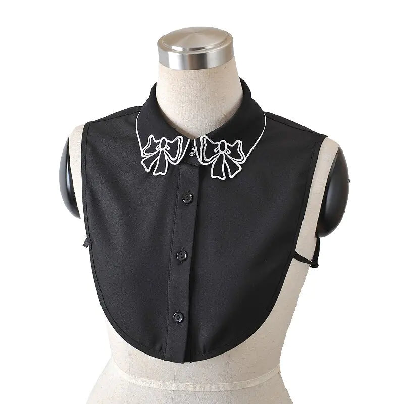 Embroidery Fake Women Collar Shirt