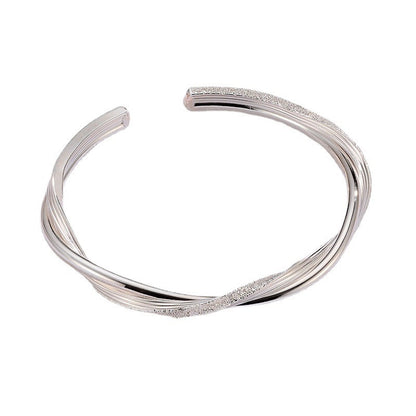 Women's White Copper Silver-plated Twist Bracelet Twisted String Fashion