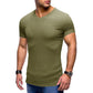 Solid Color Small V Neck European And American Men's T-shirt