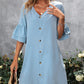 Women's Solid Color And V-neck Loose Dress