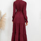 Swiss Dot Tied Surplice Flounce Sleeve Dress