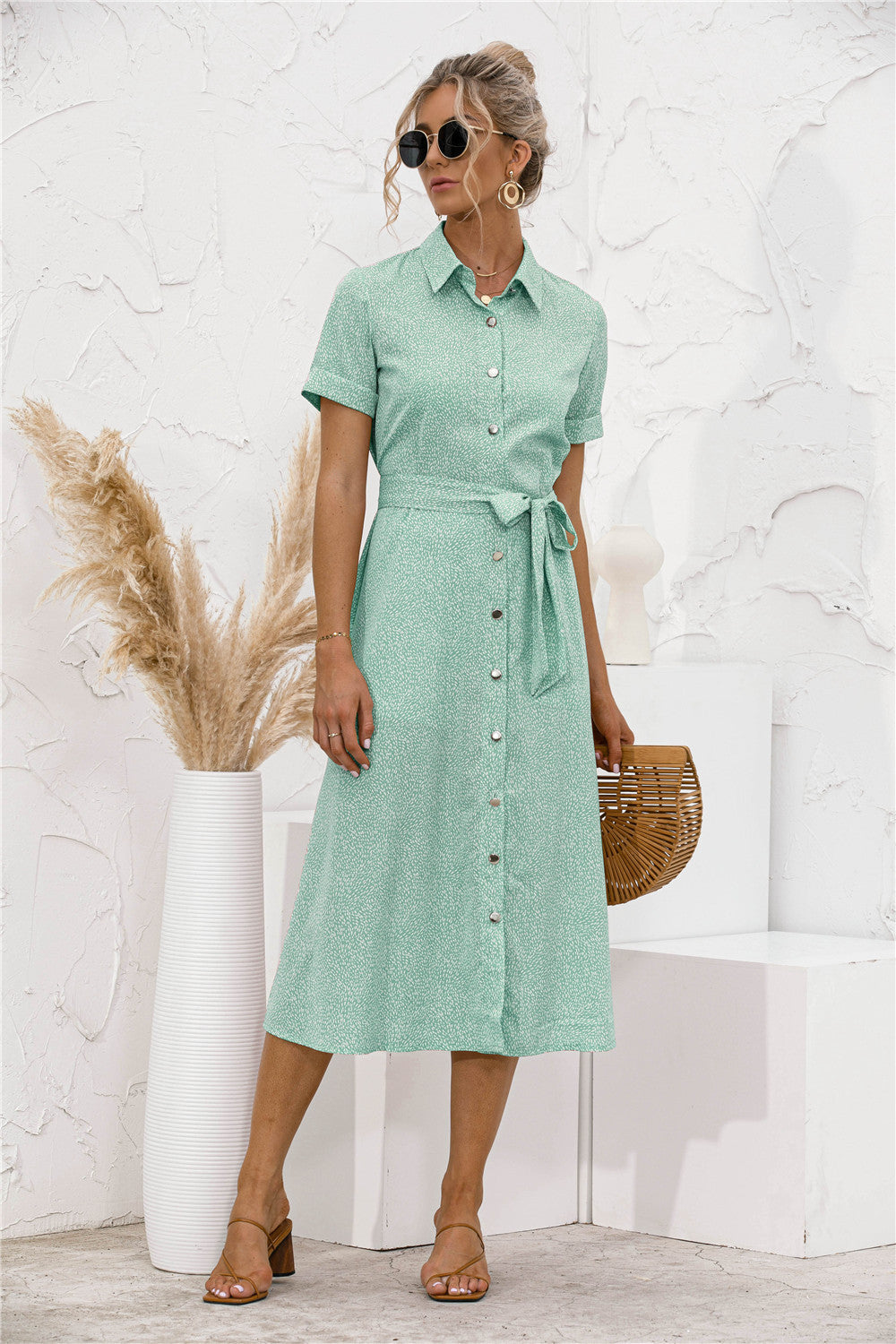 Ladies Shirt Collar Shirt Dress Elegant And Fashionable