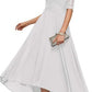 Lace Applique Half Sleeve Formal Party Dress