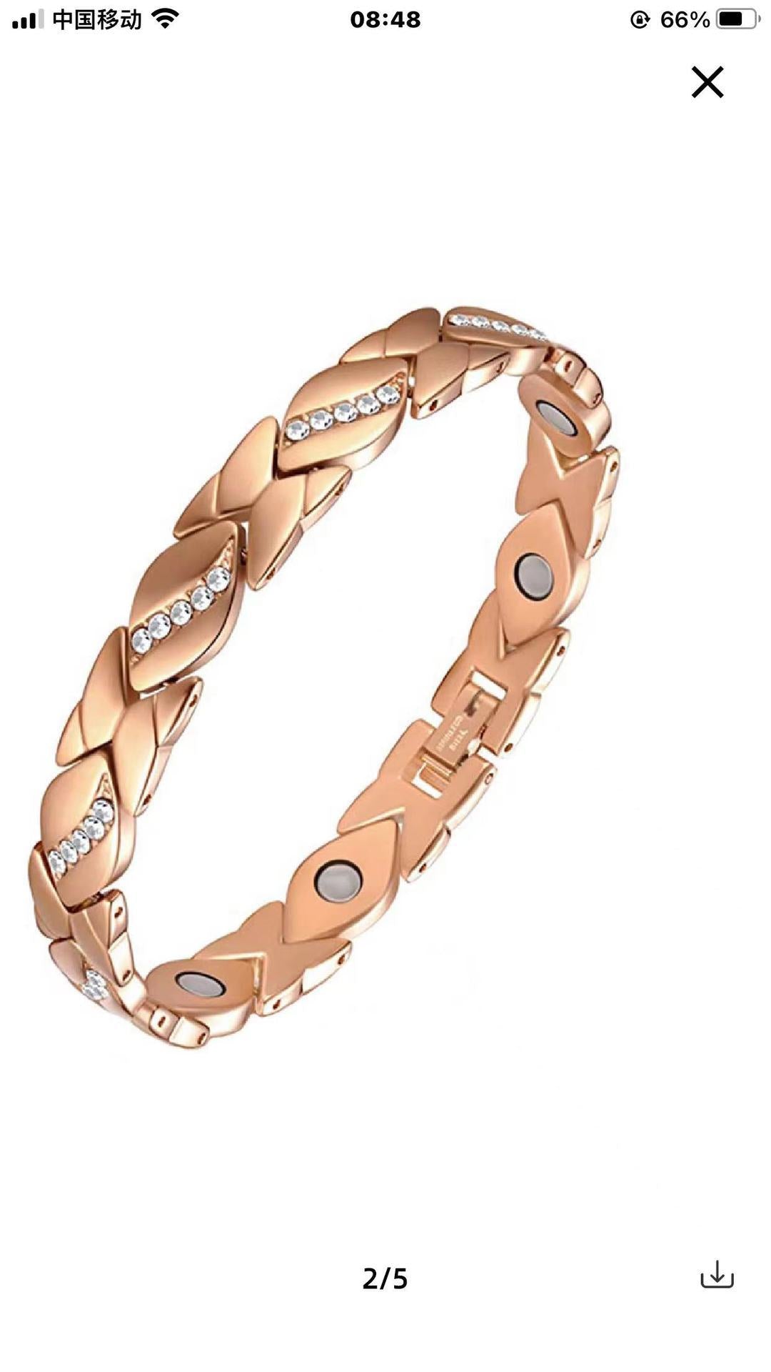 Leaves Diamond Magnet Bracelet Bronze Brushed