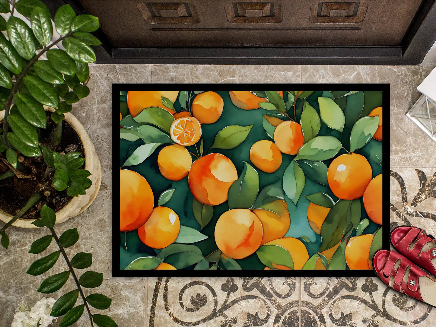 Florida Orange Blossom in Watercolor Doormat