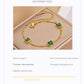 Niche Design Gold Square Emerald Zircon Titanium Steel Bracelet