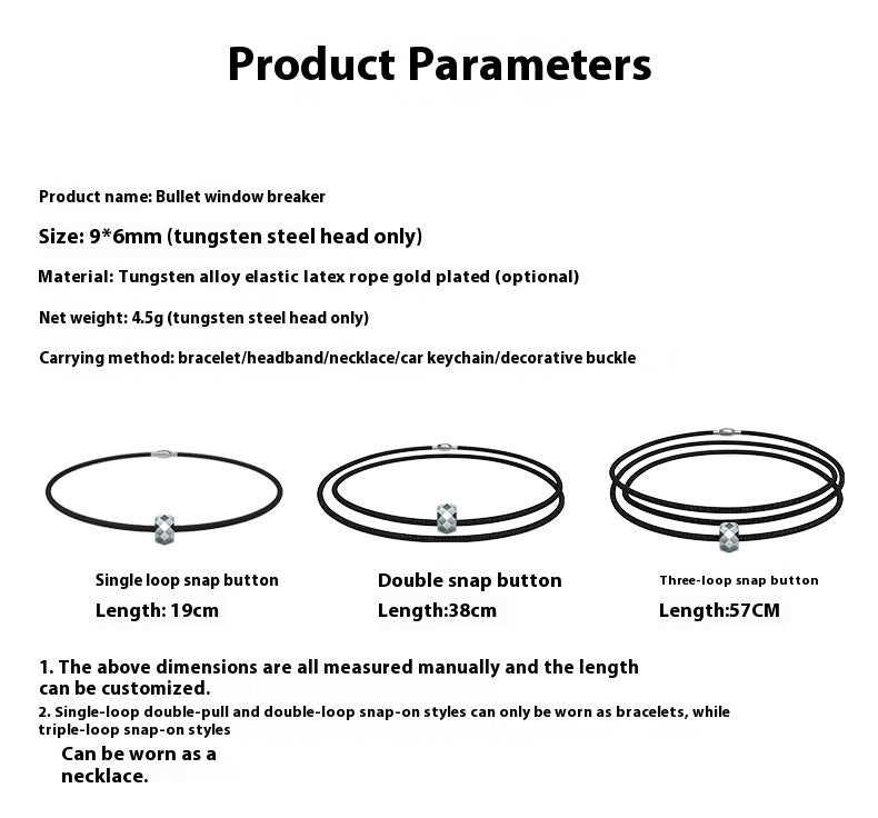 Elastic Contraction Rope Broken Window Cullet Tungsten Steel Bracelet