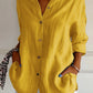 Lapel Long Sleeve Shirt Women's Single-breasted Pleated Shirt