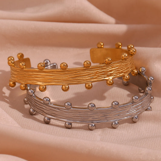 Niche Stainless Steel 18K Gold Plating Cast Brushed Bracelet