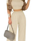 Two Piece Sets Elegant Print Short Sleeve Shirt Pullover + Wide Leg Pants Suits