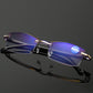 New Frameless Diamond Trimming Reading Glasses Comfortable Anti-blue Light Blue Film One Men's Glasses