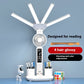 3in1 Multifunction Table Lamp LED Four-headed Folding With Fan Calendar Clock USB Rechargeable Desk Light 3 Color Reading Lamp