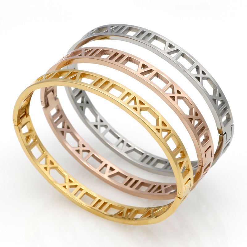 Roman numerals rose gold bracelet