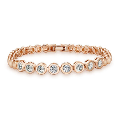 Zircon-plated champagne gold round diamond bracelet