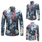 Men's long-sleeved shirt aquatic pattern men's shirt
