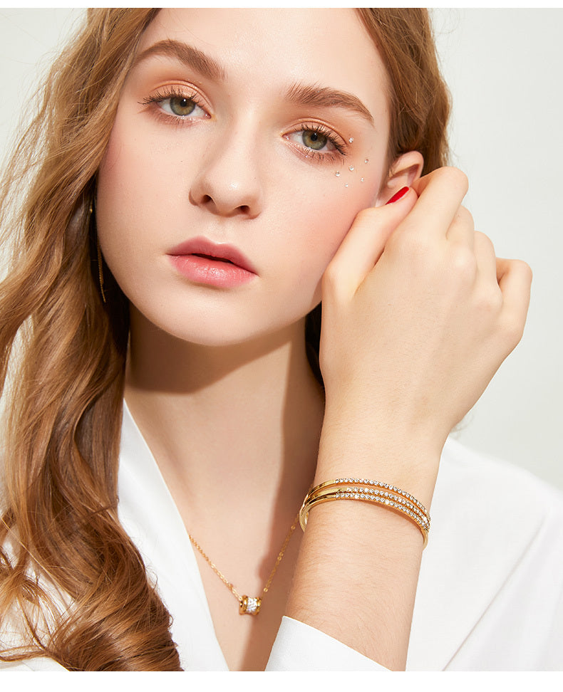Rose gold fairy three-ring bracelet