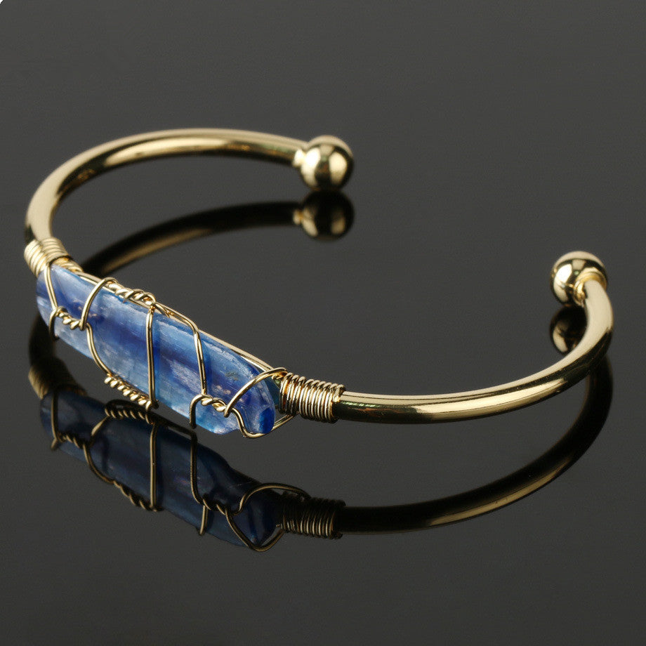 Gold-plated winding amorphous crystal bracelet
