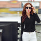 autumn new women's shirt white shirt V-neck slim long-sleeved chiffon shirt