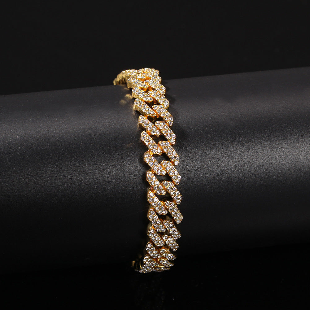 Gold-plated Full Diamond Alloy Hip-hop Bracelet