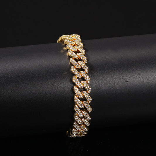 Gold-plated Full Diamond Alloy Hip-hop Bracelet