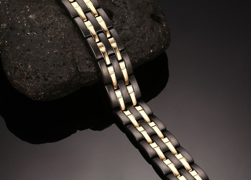 Stainless Steel Between Gold And Black Trendy Bracelet