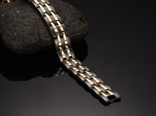 Stainless Steel Between Gold And Black Trendy Bracelet