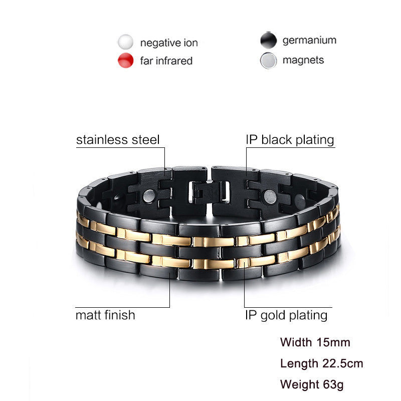Stainless Steel Between Gold And Black Trendy Bracelet