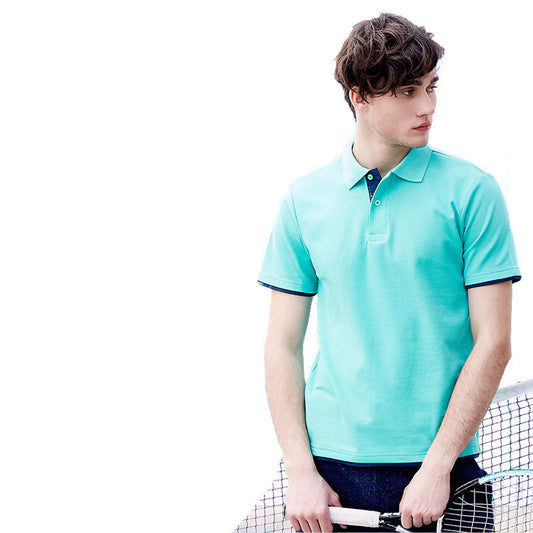 Men's Two-Color Collar Shirt Short Sleeve Advertising Shirt Lapel Shirt Overalls