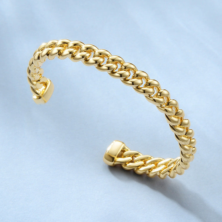 Gold-plated thick chain opening bracelet