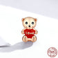 Plated Real Gold Teddy Bear Bracelet Beaded Cute Cartoon Silver Jewelry Accessories
