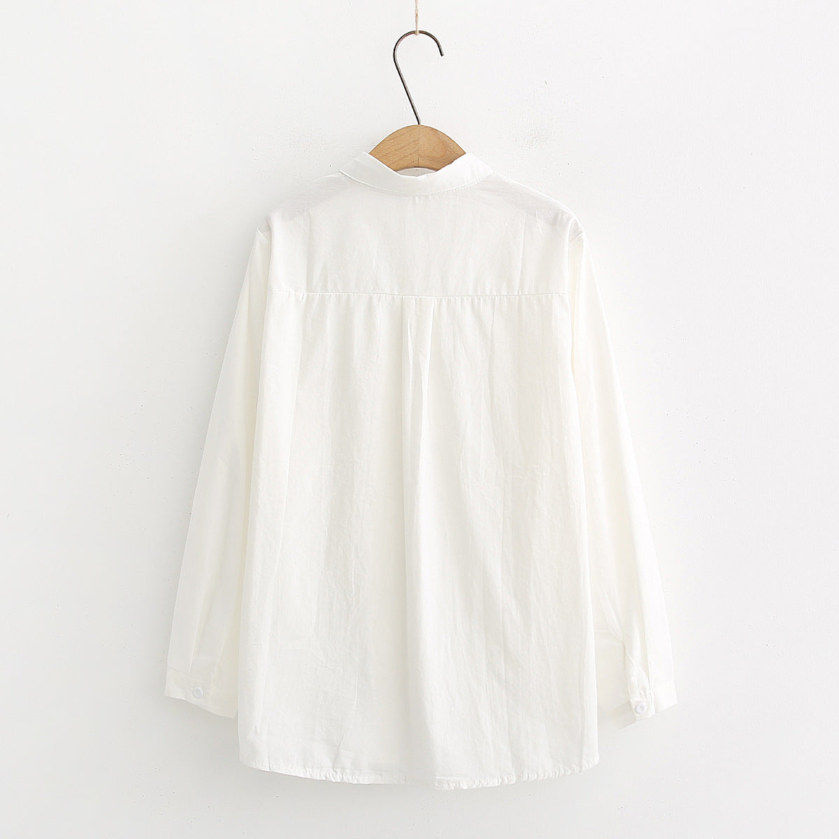 Placket Animal Embroidery White Shirt Base Shirt