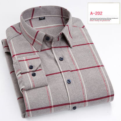 Long-sleeved Shirt Casual Plaid Brushed Shirt