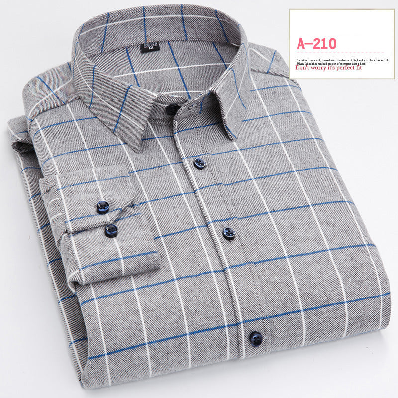 Long-sleeved Shirt Casual Plaid Brushed Shirt