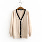 Plus Size Women's Slim And Loose Contrast Cardigan Sweater