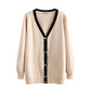 Plus Size Women's Slim And Loose Contrast Cardigan Sweater