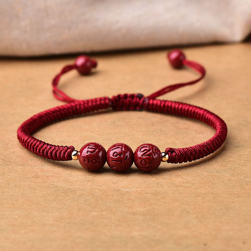 Natural Purple Gold Sand Six-character Mantra Red String Bracelet Hand-woven Zodiacal Mantra For Lovers