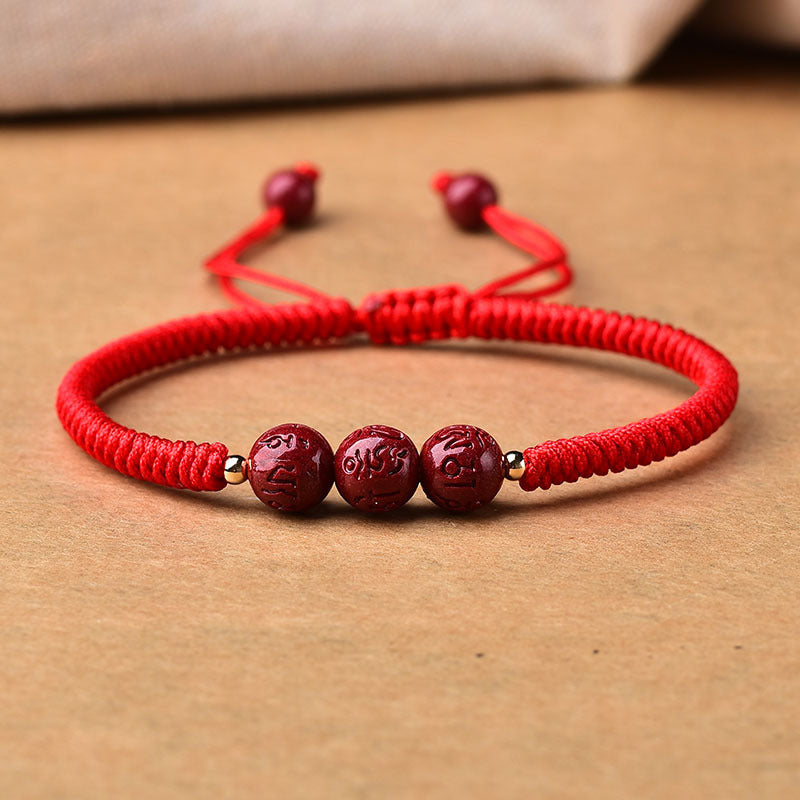 Natural Purple Gold Sand Six-character Mantra Red String Bracelet Hand-woven Zodiacal Mantra For Lovers