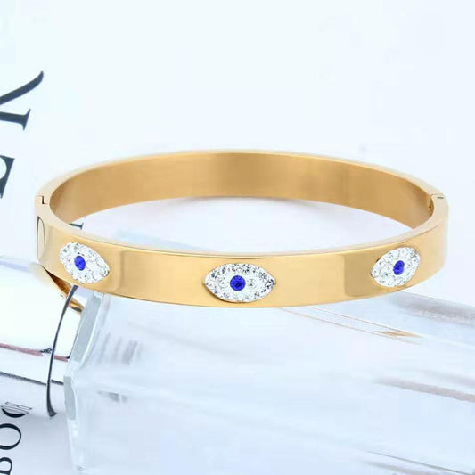 New European And American Fashion Diamond Devil's Eye Bracelet Customizable Titanium Steel Gold Bracelet Bracelet Women