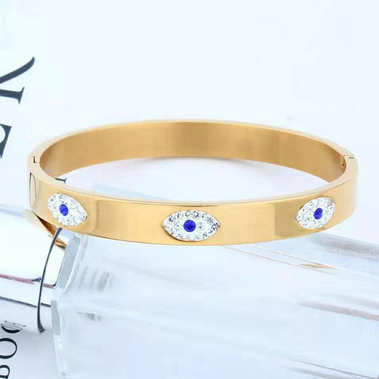 New European And American Fashion Diamond Devil's Eye Bracelet Customizable Titanium Steel Gold Bracelet Bracelet Women