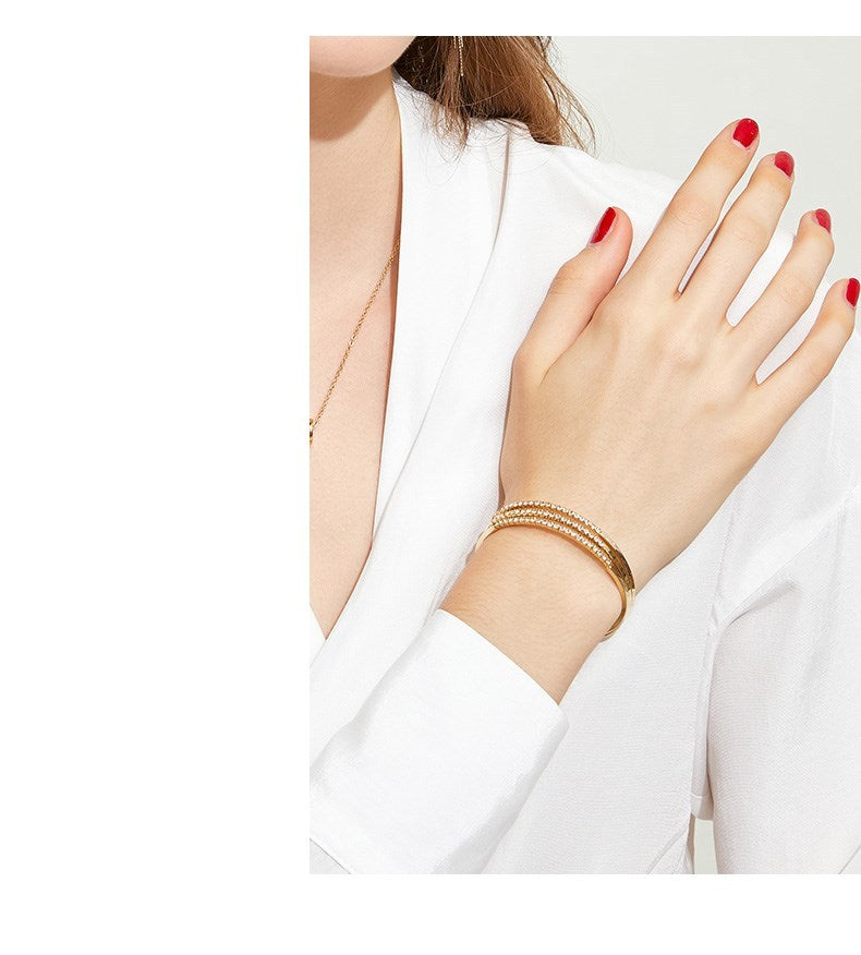 Rose gold fairy three-ring bracelet