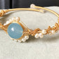 14K GoldWrapped Handmade Bracelet Hailan Baohai Sapphire Natural White Pearl Bracelet