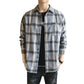 Casual Men's Shirt Long Sleeve Shirt Black Plaid Top Shirt