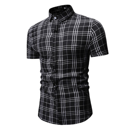 Men's Shirt Casual Plaid Short-sleeved Shirt