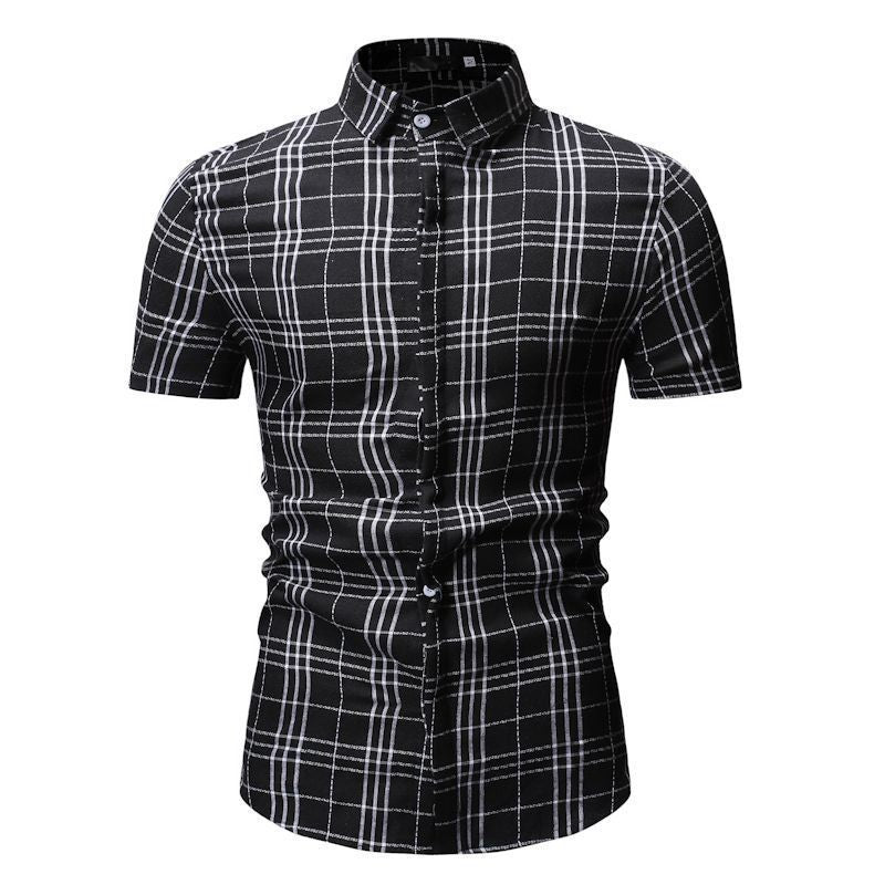 Men's Shirt Casual Plaid Short-sleeved Shirt