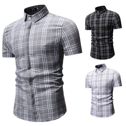 Men's Shirt Casual Plaid Short-sleeved Shirt