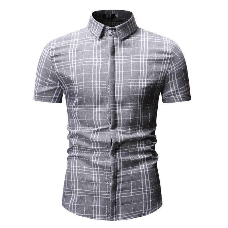 Men's Shirt Casual Plaid Short-sleeved Shirt