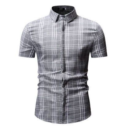 Men's Shirt Casual Plaid Short-sleeved Shirt