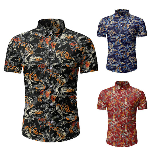 Beach Shirt Hawaiian Short-sleeved Floral Shirt